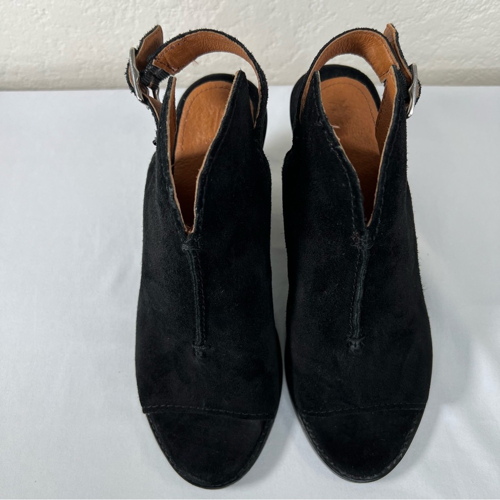 Frye Courtney Slingback Peep Toe Leather Block Heeled Sandals Mules Size 6.5 - Picture 4 of 13